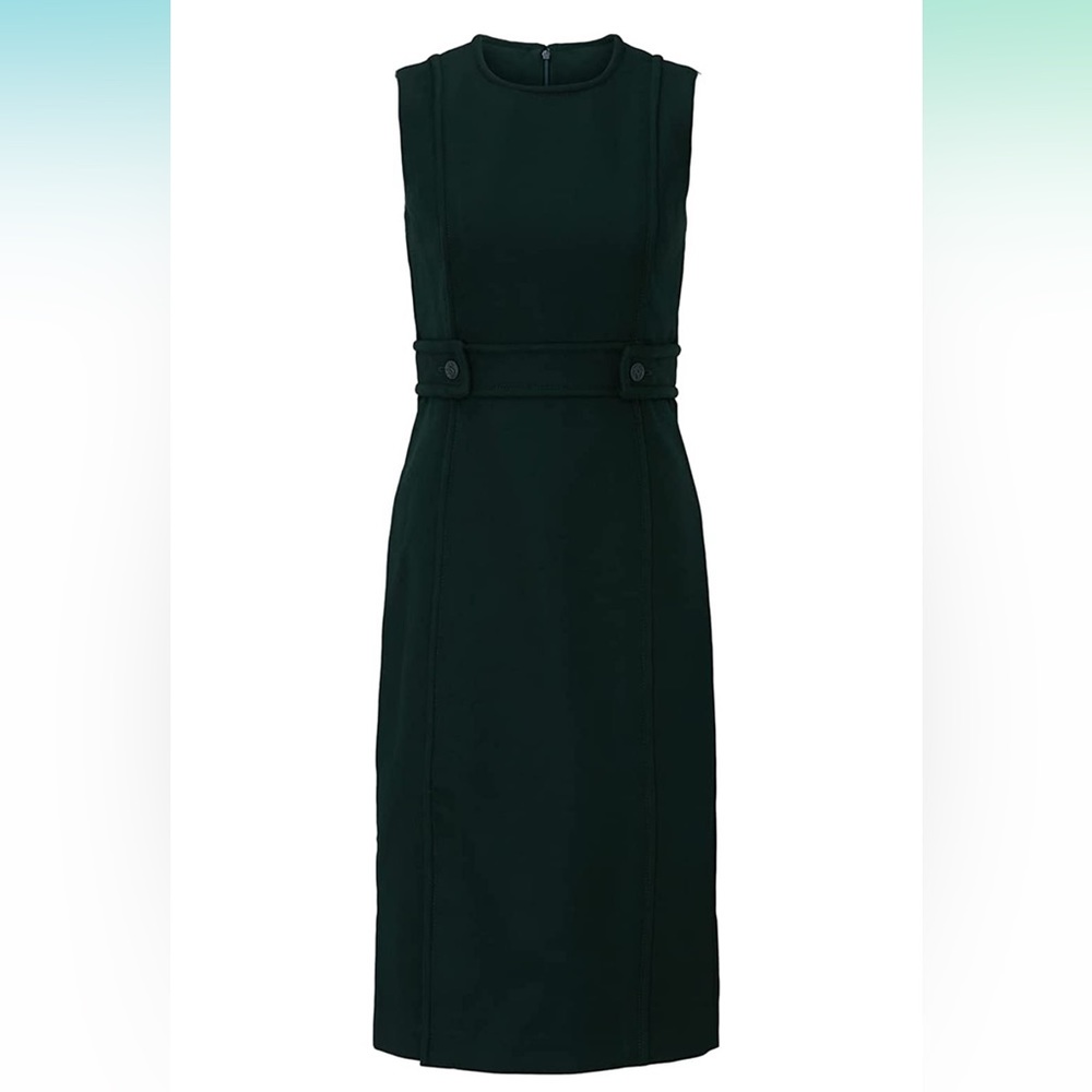 Tory Burch Green Twill Midi Jumper Dress - Picture 2 of 12
